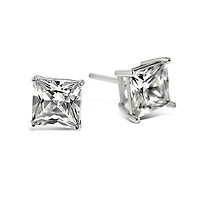 Sterling Silver Cubic Zirconia Square 4mm Studs  9001466
