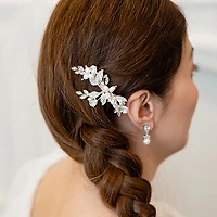 Bridal Silver Leaf Wire Hairclip 146362