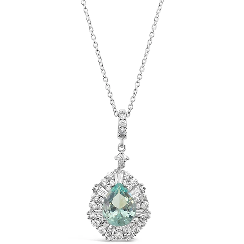 Sterling Silver Green Cubic Zirconia Necklace