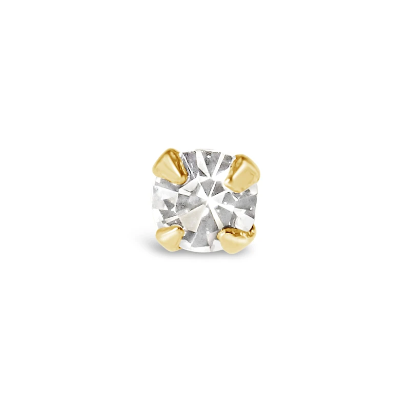 Gold Plated Sterling Silver Crystal 1.5mm Ball End Nose Stud