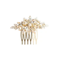 Bridal Gold Crystal Pearl Hair Comb