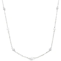 Sterling Silver Cubic Zirconia Pearl Necklace 152274