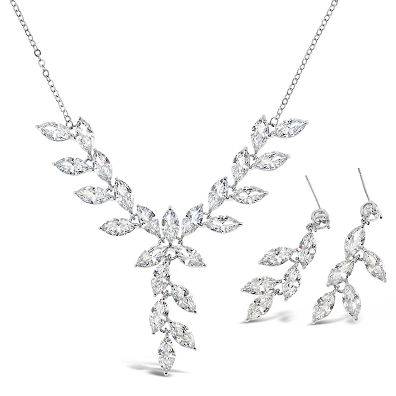 Bridal Silver Cubic Zirconia Necklace & Earrings Set 142904