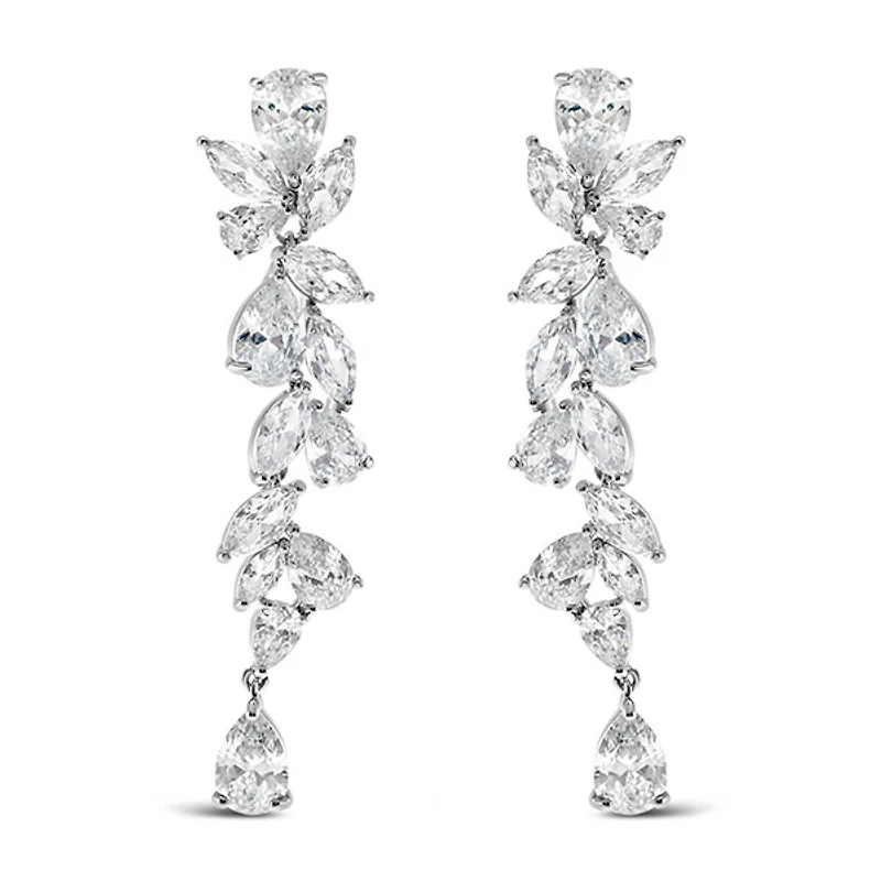 Bridal Silver Cubic Zirconia Drop Earrings 142879
