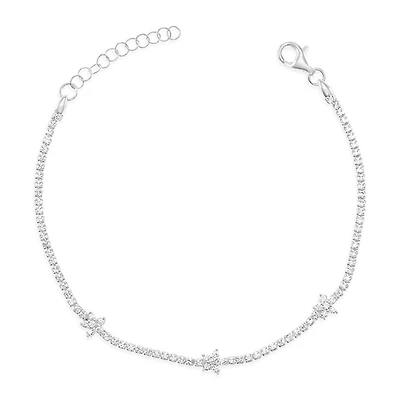 Sterling Silver Cubic Zirconia Flower Bracelet 149868