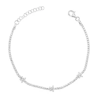 Sterling Silver Cubic Zirconia Flower Bracelet 149868