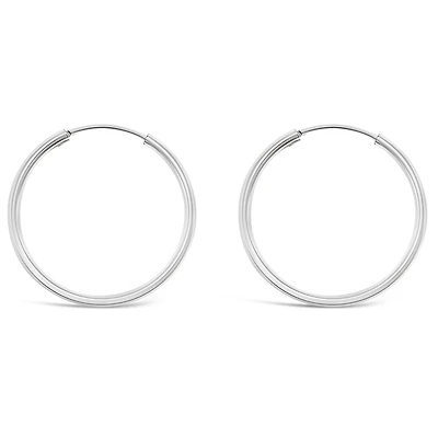 Sterling Silver Plain 40mm Hoops Earrings 141815