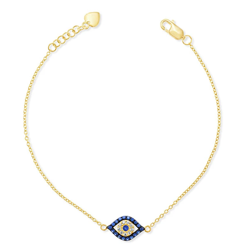 Yellow Gold Plated Sterling Silver Evil Eye  Cubic Zirconia Bracelet 139416