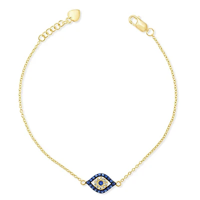 Yellow Gold Plated Sterling Silver Evil Eye  Cubic Zirconia Bracelet 139416