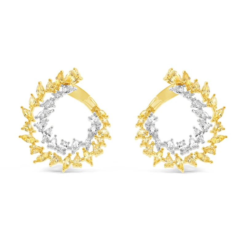 Gold Plated Sterling Silver Yellow Cubic Zirconia Earrings 153413