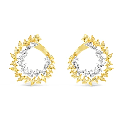 Gold Plated Sterling Silver Yellow Cubic Zirconia Earrings 153413