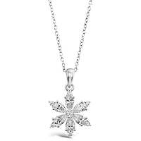 Sterling Silver Snow Flake Cubic Zirconia Necklace 144392