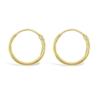 Gold Plated Sterling Silver Plain 12mm Hoops Earrings 133177