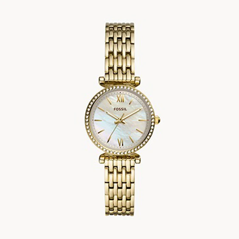 Fossil Carlie Mini Three-Hand Gold-Tone Stainless-Steel Watch 140904