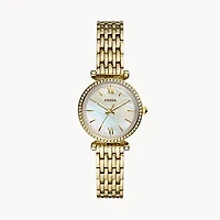 Fossil Carlie Mini Three-Hand Gold-Tone Stainless-Steel Watch 140904