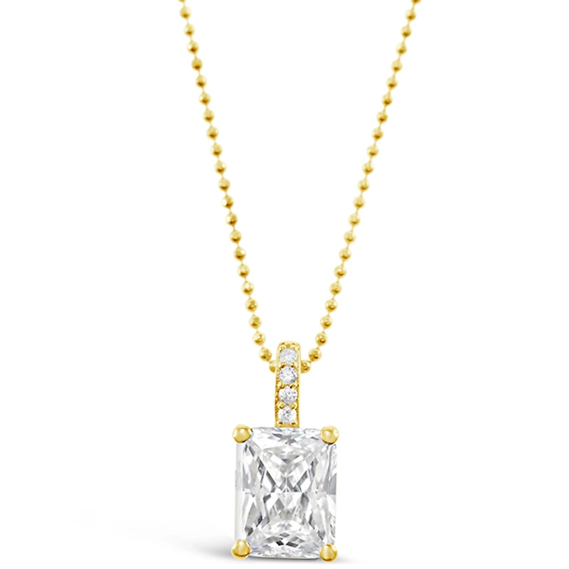 Gold Plated Sterling Silver Radiant Cubic Zirconia Necklace 147708