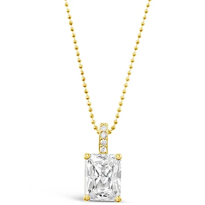 Gold Plated Sterling Silver Radiant Cubic Zirconia Necklace 147708
