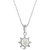 Sterling Silver Cubic Zirconia Pearl Necklace