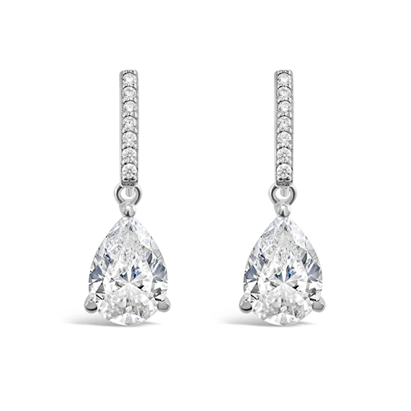 Sterling Silver Teardrop Cubic Zirconia Drop Earrings 147699