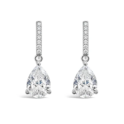 Sterling Silver Teardrop Cubic Zirconia Drop Earrings 147699