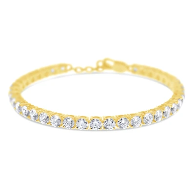 Gold Plated Sterling Silver 4mm Cubic Zirconia Tennis Bracelet 152706