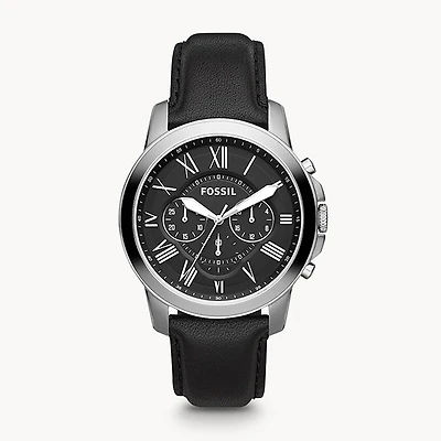 Fossil Grant Chronograph Black Leather Watch 147086