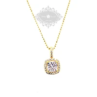 Gold Plated Sterling Silver Cubic Zirconia Square Necklace 143468