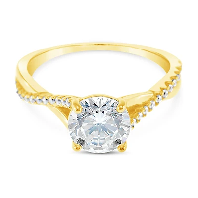 Gold Plated Sterling Silver Twist Cubic Zirconia Ring 153153