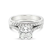 Sterling Silver Cubic Zirconia Square Cushion Set Ring 125806