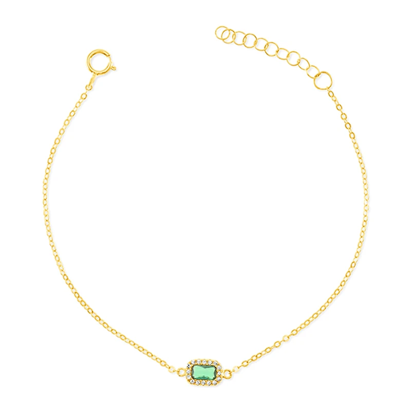 Gold Plated Sterling Silver Green Cubic Zirconia Bracelet 152227