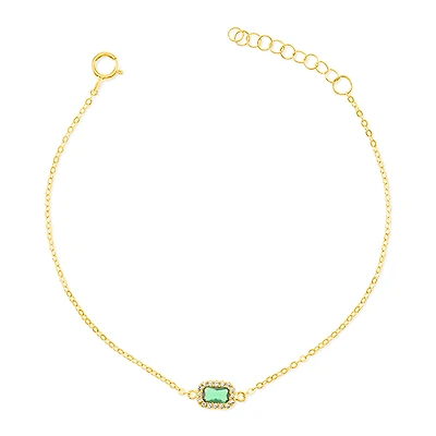 Gold Plated Sterling Silver Green Cubic Zirconia Bracelet 152227