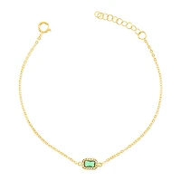 Gold Plated Sterling Silver Green Cubic Zirconia Bracelet 152227