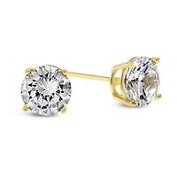 Yellow Gold Plated Sterling Silver Cubic Zirconia 7mm Studs 126016