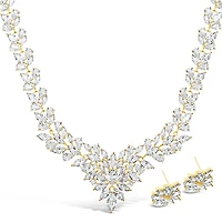 Bridal Gold Cubic Zirconia Necklace & Earrings Set 143586