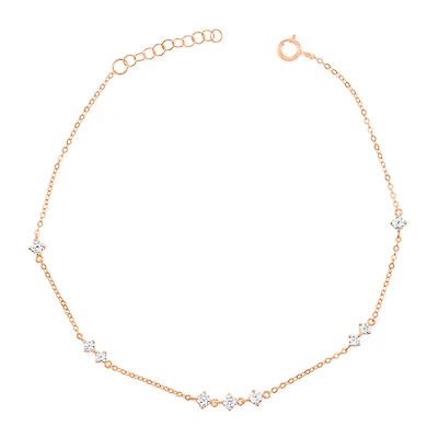 Rosegold Plated Sterling Silver Cubic Zirconia Anklet 153235