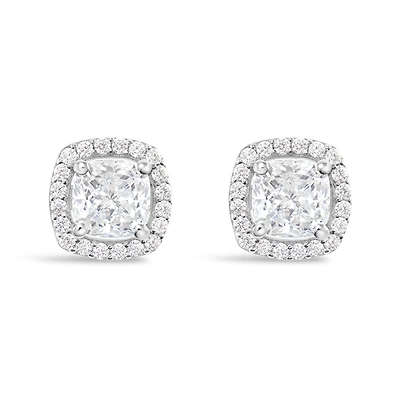 Sterling Silver Cubic Zirconia Square Studs 139376