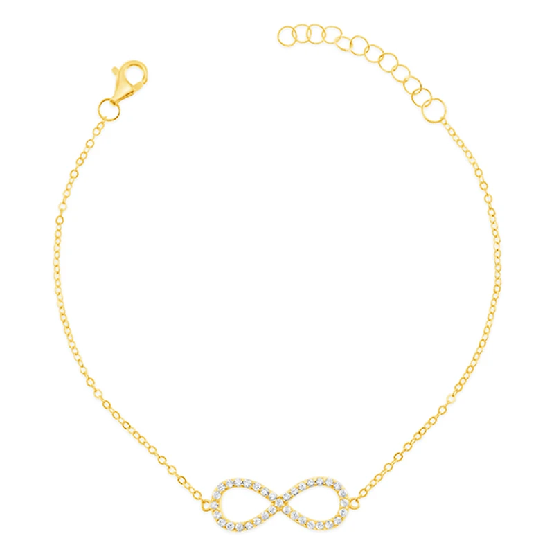 Gold Plated Sterling Silver Cubic Zirconia Infinity Bracelet 151232