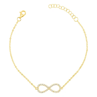 Gold Plated Sterling Silver Cubic Zirconia Infinity Bracelet 151232