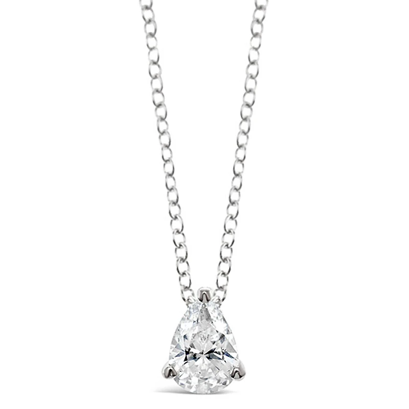 Sterling Silver Cubic Zirconia Round Tear Drop 5x7mm Necklace144895