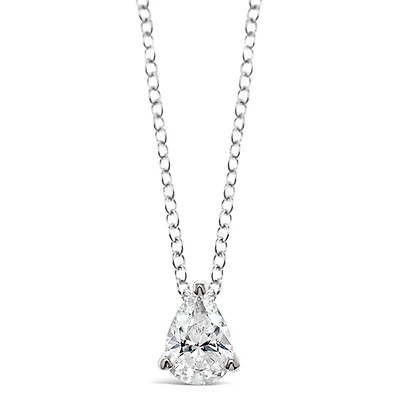 Sterling Silver Cubic Zirconia Round Tear Drop 5x7mm  Necklace144895