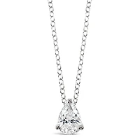 Sterling Silver Cubic Zirconia Round Tear Drop 5x7mm  Necklace144895