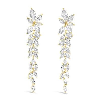 Bridal Gold Cubic Zirconia Drop Earrings