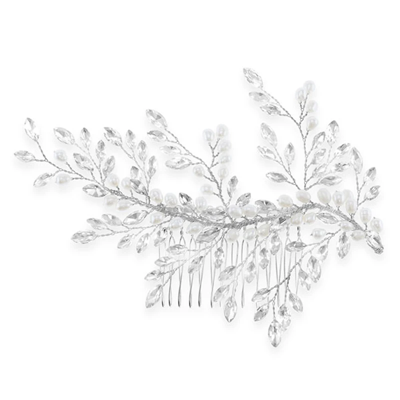 Bridal Silver Pearl Hair Comb 129575