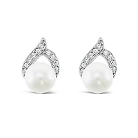 Sterling Silver Cubic Zirconia Pearl Earrings