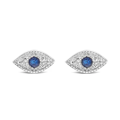 Sterling Silver Cubic Zirconia Evil Eyes Earrings 144883