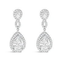 Bridal Silver Cubic Zirconia Tear Drop Earrings 152755