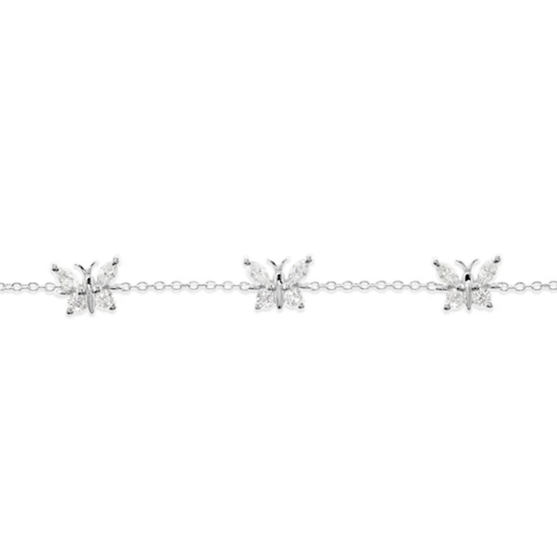 Sterling Silver Cubic Zirconia Butterfly Bracelet