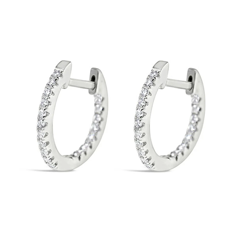 Sterling Silver Cubic Zirconia Huggie Earrings 143727