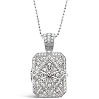 Sterling Silver Cubic Zirconia Locket Necklace