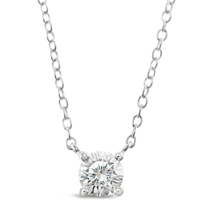 Sterling Silver Cubic Zirconia Round  8 Heart 8 arrow Cut 5mm Necklace 143472